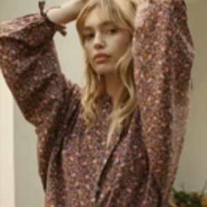 Doen Floral Blouse in Pink and Brown
